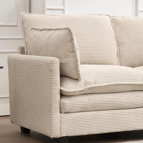 Vista 5 de Sofá Sillones de tela de terciopelo de 102 pulgadas para sala con doble cojín, sofás para sala con diseño modular para sala de estar, beige