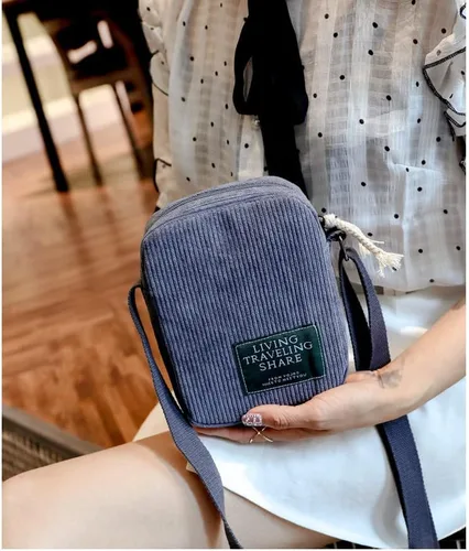 Vista 7 de Bolso bandolera pequeño de pana para hombre, bolso cruzado para mujer, bolso cruzado estético