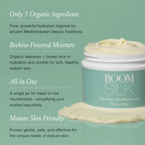Vista 2 de Boomsilk ® Crema hidratante facial, loción facial rejuvenecedora e hidratante facial para piel madura con aceite de oliva, cera de abejas y miel