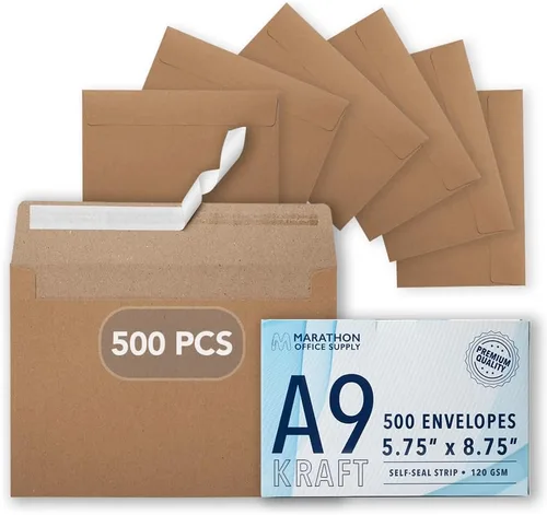 Vista 18 de MOS — Sobres de Papel Kraft A1 de 3.6 x 5.1 Pulgadas, Paquete de 100 — Sobres de Invitación Autoadhesivos Marrones de Peso Pesado para RSVP