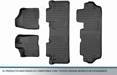 Vista 6 de SMARTLINER Juego de tapetes de piso de ajuste personalizado de 3 filas para Toyota Sienna 2011-2012