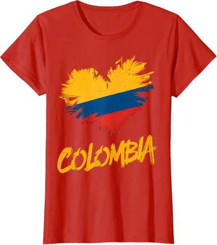 Vista 69 de Camiseta con la bandera del corazón de Colombia