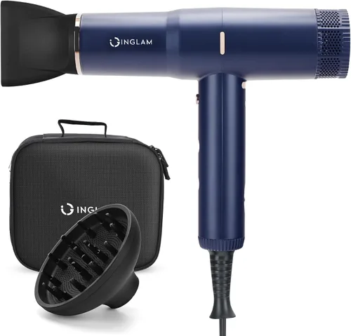 Vista 10 de Secador de pelo con difusor, IG INGLAM 1875 W, secador de pelo iónico profesional, motor sin escobillas de alta velocidad de 110, 000 RPM, limpieza