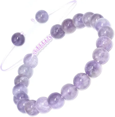 Vista 26 de Pulsera ajustable de 8 mm con gemas naturales, pulseras unisex de cristal hechas a mano para meditación, yoga, sanación espiritual y energía