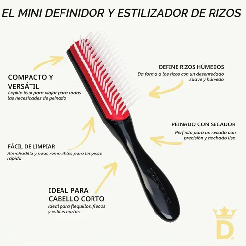 Vista 7 de Denman Mini Curl & Blow-Dry Styling Brush – Define Curls, Smooth Frizz & Style Short Hair with Precision, D14 Floral Fantasy (Floral Fantasy)