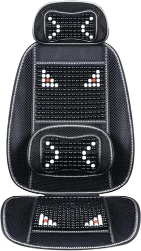 Vista 13 de Funda de asiento de automóvil con cuentas de madera con soporte lumbar, juego de cojín de malla ventilada transpirable para automóviles, furgonetas
