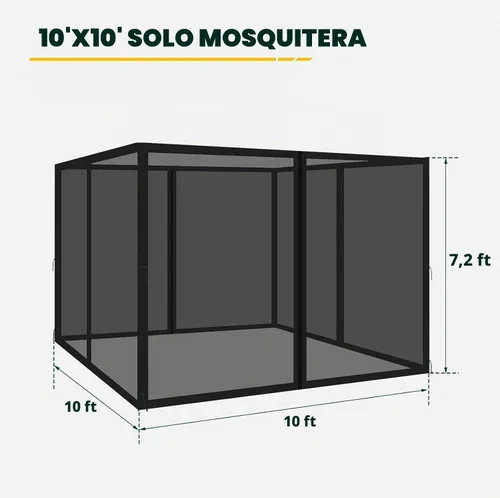 Vista 2 de OLILAWN Mosquitera Universal de Repuesto para Cenador, Malla Protectora para Toldo Exterior de 10' x 10', Cortina de Pared Lateral de 4 Paneles