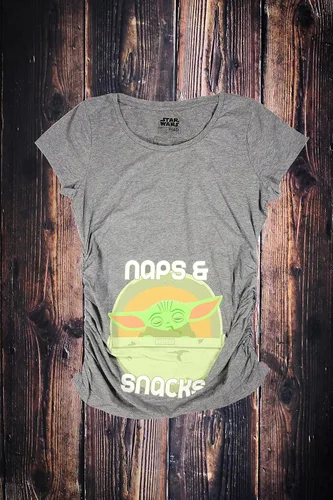 Vista 2 de Mandalorian Child Nap Snacks Baby Yoda - Camiseta de maternidad para mujer