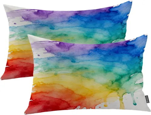 Vista 10 de Shrahala Juego de 2 fundas de almohada de mandala de color beige para exteriores, cuadradas, mandala, para interiores, de lino resistente al agua