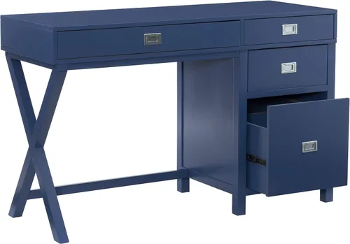 Vista 5 de Linon Sadie - Escritorio de almacenamiento lateral clásico moderno azul marino
