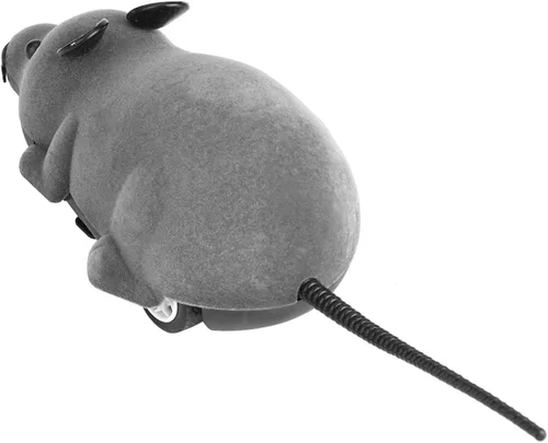 Vista 7 de Juguete de control remoto para gatos, juguete electrónico de rata para gatito, divertido simulación de persecución, juguetes de animales, regalo Gris