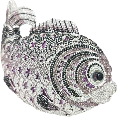 Vista 7 de Boutique De FGG Bolsos de mano con diamantes de imitación de pescado para mujer, bolsos formales de noche, bolso de graduación, boda, fiesta, bolsa