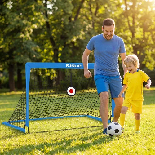 Vista 24 de Portería de fútbol, porterías de fútbol para niños para patio trasero, juego de 2, equipo de entrenamiento de red de fútbol de 4 x 3 pies, portería