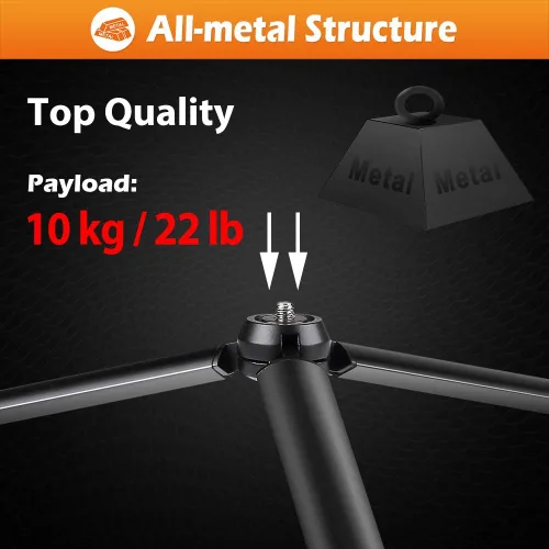 Vista 2 de Zeadio Trípode Mini de Metal, Trípode de Escritorio de Mesa con Tornillo de 1/4 Pulgada para Smooth 4, Crane Plus, Crane 2, Osmo Mobile, Ronin-S