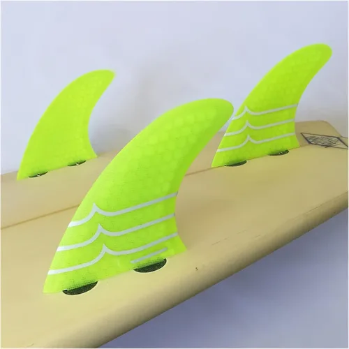 Vista 2 de Aletas de surf, 3 aletas fluorescentes para tabla de surf, hélice de surf, juego de tres aletas SUP Bodyboard Surf Verde AM2