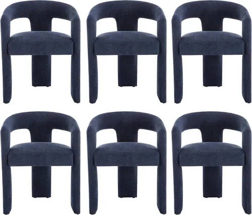 Vista 14 de Modern Boucle - Juego de 2 sillas de comedor tapizadas con diseño de barril con brazo, cómodas sillas laterales para cocina, comedor, recepción