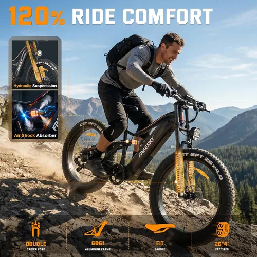 Vista 6 de FREESKY 3500W BAFANG Motor Electric Bike for Adults, 48V 35Ah Samsung/LG Cells Battery Ebike 140 Miles, 38+MPH, 26" Fat Tire Dirt All-Terrain
