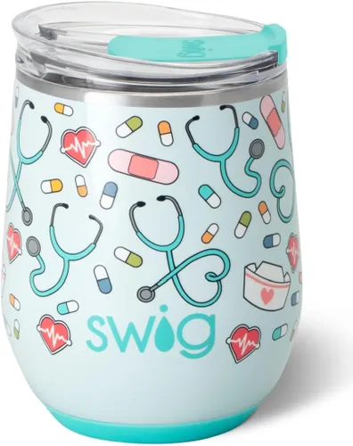 Vista 21 de Swig Life Vaso de vino de 12 onzas con tapa, acero inoxidable, apto para lavavajillas, portátil, triple aislamiento (todos los americanos)