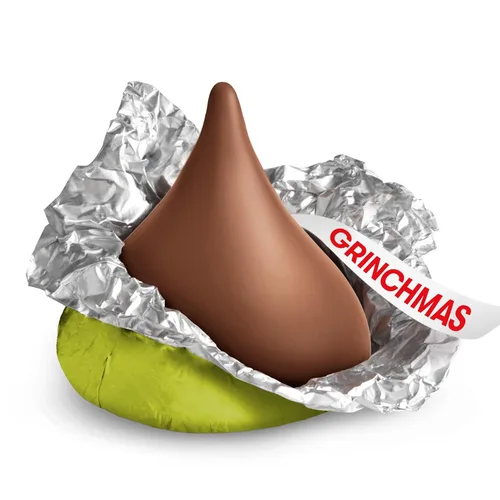 Vista 7 de HERSHEY'S KISSES Grinch - Bolsa a granel de chocolate con leche, caramelo de Navidad, 33.85 onzas