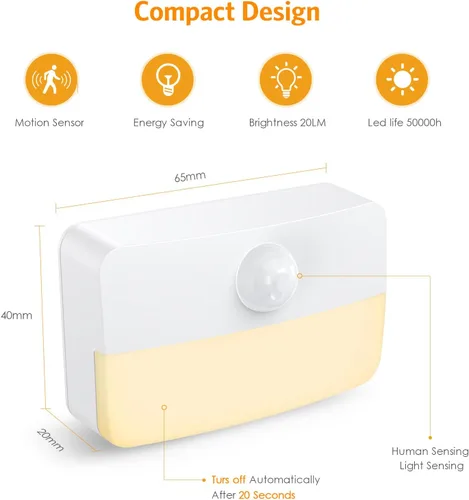 Vista 6 de Paquete de 2: luz nocturna con sensor de movimiento, luces adhesivas con sensor de movimiento para interiores, luces de cocina para debajo