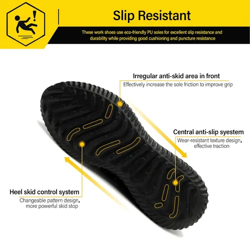Vista 5 de ulogu Zapatos de punta de acero impermeables para hombres y mujeres, ligeros, cómodos, a prueba de pinchazos, seguridad para el trabajo