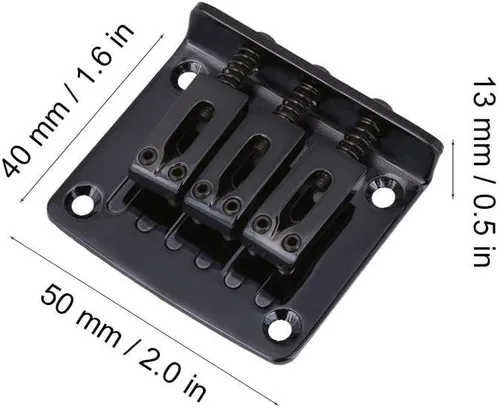 Vista 3 de Vbest life Puente de guitarra eléctrica, pieza de repuesto de puente de guitarra fija de 3 cuerdas con 4 tornillos para guitarra eléctrica