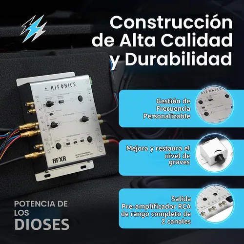 Vista 3 de Hifonics HFXR Crossover activo de 2 vías/3 vías, crossover de audio para automóvil con control remoto de graves
