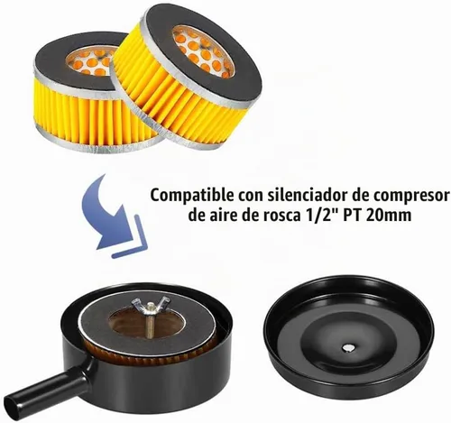 Vista 4 de 4 piezas de elementos de filtro de admisión de papel para compresor de aire tipo pistón Elementos de filtro de repuesto para compresor de aire