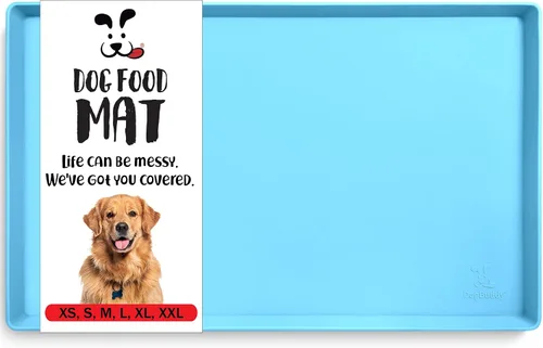 Vista 28 de DogBuddy Tapete antideslizante para la comida y el agua de perros y mascotas, impermeable, de silicona, con bordes, XS (11 x 11 pulgadas), negro