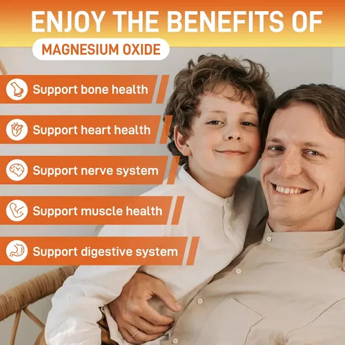 Vista 4 de Gomitas de óxido de magnesio de 400 mg, suplemento masticable de óxido de magnesio para adultos y niños, apoyo nervioso, muscular, óseo y cardíaco