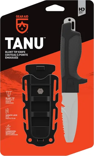 Vista 2 de GEAR AID Tanu - Cuchillo de buceo y rescate con funda, hoja de punta roma de 3 pulgadas