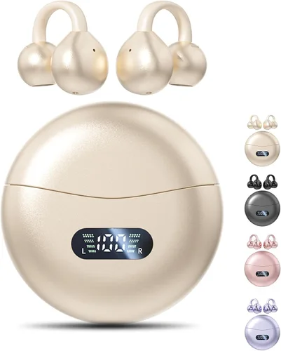 Vista 8 de Auriculares Jacuate con clip, auriculares de oído abierto inalámbricos Bluetooth 5.4, auriculares de oído abierto ligeros con micrófono, batería