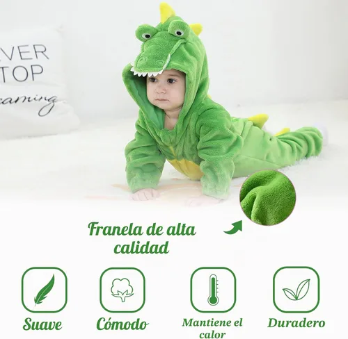 Vista 3 de TONWHAR - Disfraz para niños y bebés, disfraz de dinosaurio, tigre, animal, atuendo de fantasía, mameluco con capucha Cocodrilo