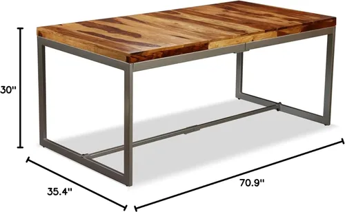 Vista 2 de GuyAna Mesa de comedor Mesa de comedor Mesas De Comedor Mesa de Comedor Mesa de Comedor Madera Sheesham maciza y Acero 70.9