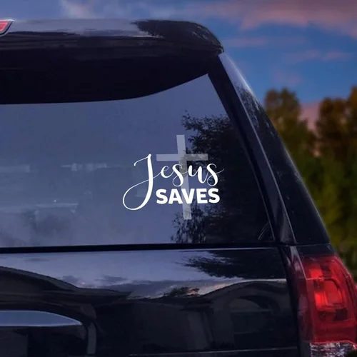 Vista 2 de ArogGeld Calcomanías de vinilo con versículos de la Biblia para coche, calcomanías de Dios bendiga religioso cristiano para automóvil, calcomanías