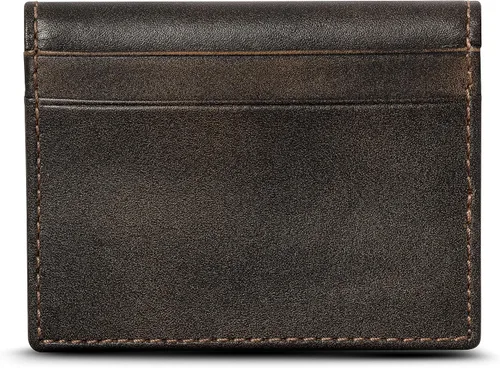 Vista 7 de HoJ Co. Cartera delgada para tarjetas Estuche para tarjetas plegable Cuero de grano completo con acabado bruñido Cartera de bolsillo frontal