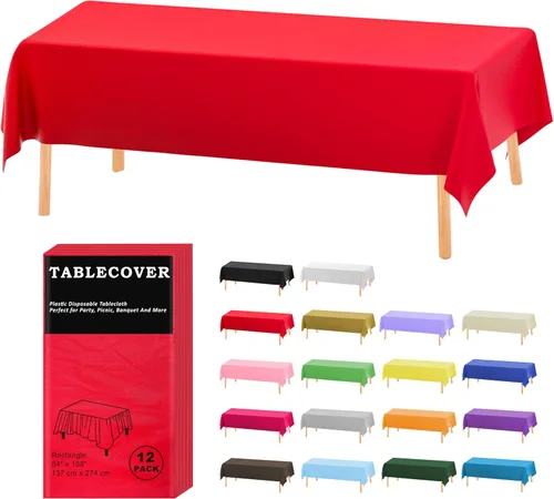 Vista 13 de D&Z Paquete de 6 manteles de plástico desechables color negro de 54 x 108
