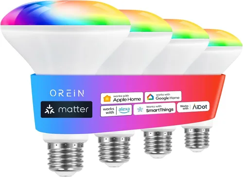 Vista 17 de OREiN Matter - Bombilla inteligente, bombillas inteligentes con control remoto que funcionan con Apple Home, Alexa, Google Home, SmartThings
