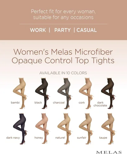 Vista 2 de Melas Medias superiores de control, 60 denier, opacas, nailon, elastano, control de abdomen, medias para mujer, tallas S - Q2 Bambi