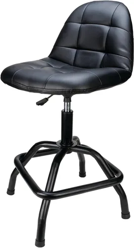 Vista 11 de Performance Tool W85011 Taburete de bar giratorio neumático con respaldo, giro de 360 grados, estructura de acero resistente, negro