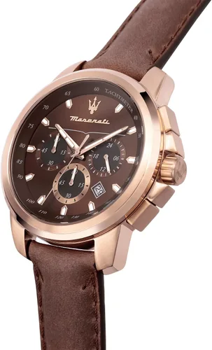 Vista 5 de Maserati R8871621004 Successo Reloj analógico de cuarzo marrón para hombre, Marrón oscuro, Moderno
