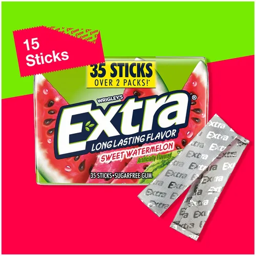 Vista 4 de Extra Gum Sweet Watermelon - Goma de mascar a granel sin azúcar, 35 unidades, paquete de 6