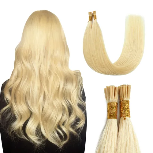 Vista 18 de Sunya - Extensiones de cabello humano con punta en I de 14 pulgadas, color negro azabache, extensiones de cabello humano con punta en I, extensiones