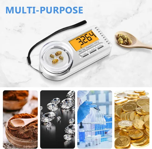 Vista 7 de THINKSCALE Báscula digital de miligramo, 0.71 oz x 0.00 oz Mini báscula de alta precisión con pantalla LCD, tare, 6 unidades de báscula portátil