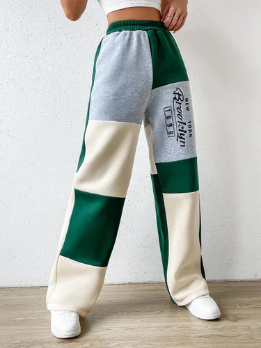 Vista 3 de Verdusa Pantalones deportivos holgados con cordón en la cintura para mujer, pantalones casuales con bolsillo