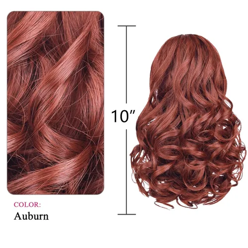 Vista 7 de SYXLCYGG Auburn Clip Cola de caballo Clip Cola de caballo Extensión de cola de caballo ondulado 10 pulgadas 3.5 oz pelo sintético falso pieza