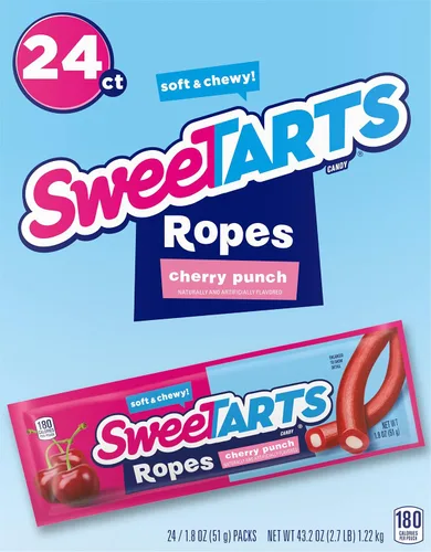Vista 6 de SweeTARTS Soft and Chewy Ropes, sabor a ponche de cereza, 1.8 onzas en bolsitas (paquete de 48)