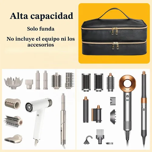 Vista 5 de Estuche de transporte de viaje para Shark Flex Style, Estuche de almacenamiento de doble capa para accesorios del secador de pelo Shark SpeedStyle