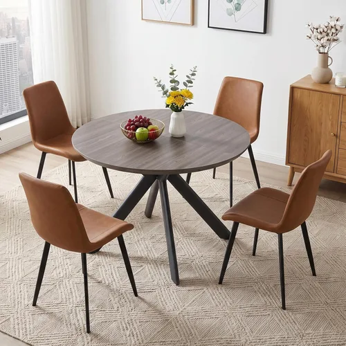 Vista 20 de HIPIHOM Juego de mesa de comedor redonda extensible de 43.2"-59.1", mesa de cocina para 4-6 personas con tablero de MDF engrosado resistente a Mesa