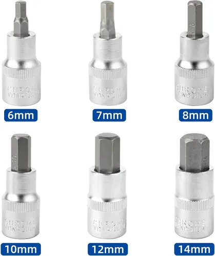 Vista 3 de DAKCOS Juego de llaves hexagonales de 1/2 pulgadas, 6 piezas, juego de llaves Allen métricas de 0.236 in a 0.551 in S2 de acero de aleación y zócalo